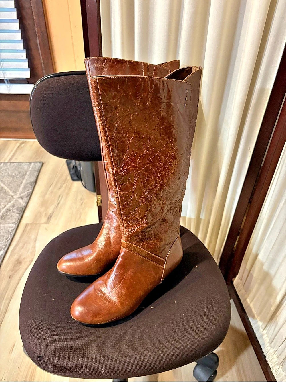 Via Neroli Leather Knee-High Heeled Boots in Brown